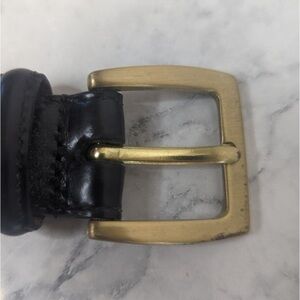 Mens Coach black leather dress belt gold buckle size 38